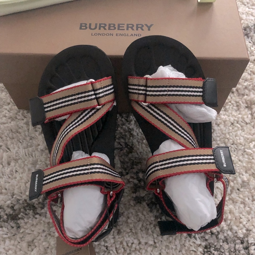 Burberry Patterson Sport Sandals- Black/Multi Stripes